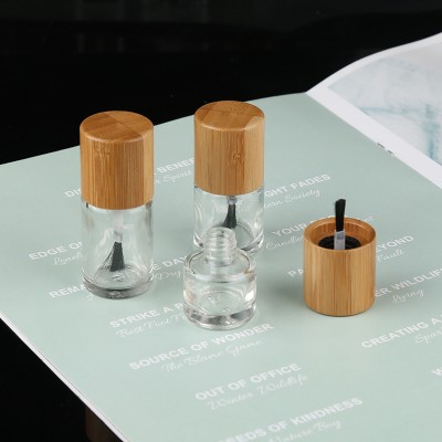 New 3ml 5ml 10ml nail polish essential oil glass tube bottle with bamboo cap packaging