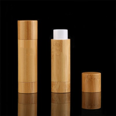 Custom Logo Natural Bamboo Round Lipstick Packaging Tube 4.5g