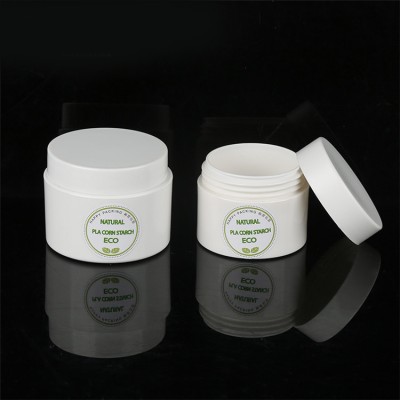 New PLA White 50g Cosmetic Cream Biodegradable Plastic Jar With Aluminum Cap