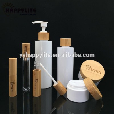 Bamboo Pump Cosmetic Bottle Natural Luxury Cosmetic Packaging Set