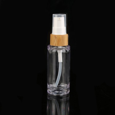 20ml 30ml clear plastic lotion bottle with bamboo spray pump dispenser