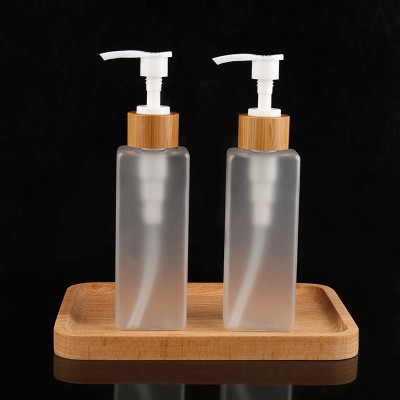 hot selling Transparent/Frost empty 120ml bamboo lotion/spary pump bottle cosmetic packaging plastic body care container