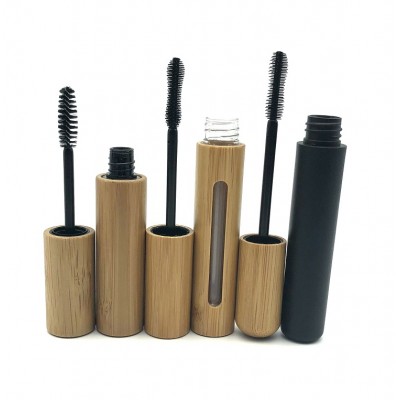 Reusable Portable Empty Eyelashes Tube Mascara Tube Vials Bottle with Bamboo Cap Eyelashes Wand Holder Container