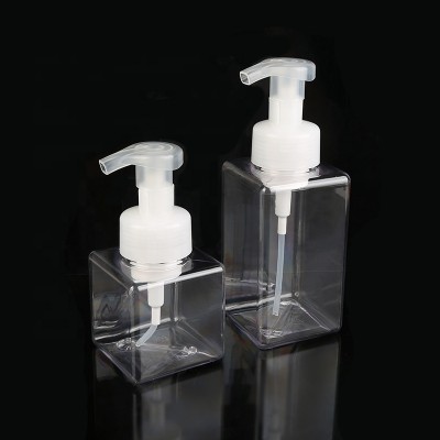 Manufacturer 250ml 450ml clear square plastic disinfectant bottle foam soap bottle