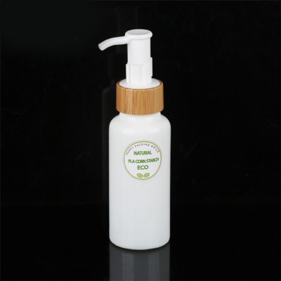 Custom Logo Personal care pla bottle 50ml plastic cosmetic packaging bamboo lotion bottle