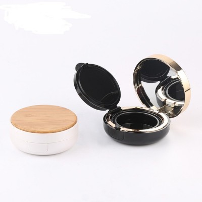 New Arrived Bamboo bb cushion container empty powder box jar with bamboo lid