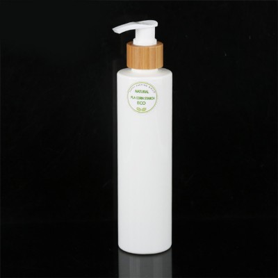 50ml 100ml Pla Plastic Shampoo Bottle For Cosmetic Lotion Packaging With Bamboo Pump